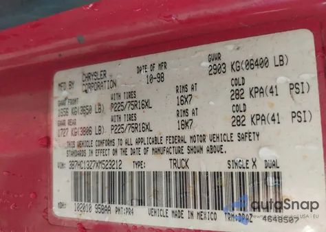 1999 Dodge Ram 1500 St z USA, uszkodzony, nr VIN 3B7HC13Z7XM523212